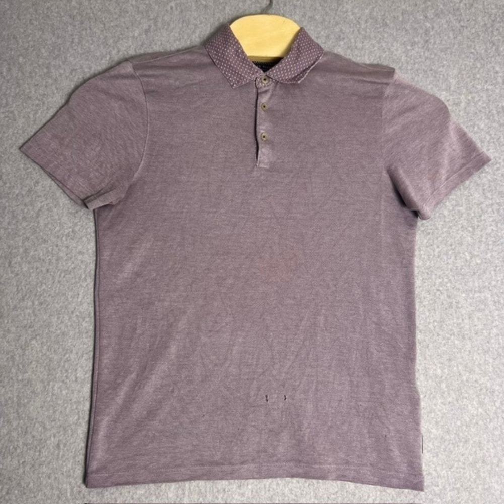 Ted‎ Baker London Men's Purple Dotted Trim Short Sleeve Polo Shirt Size 2